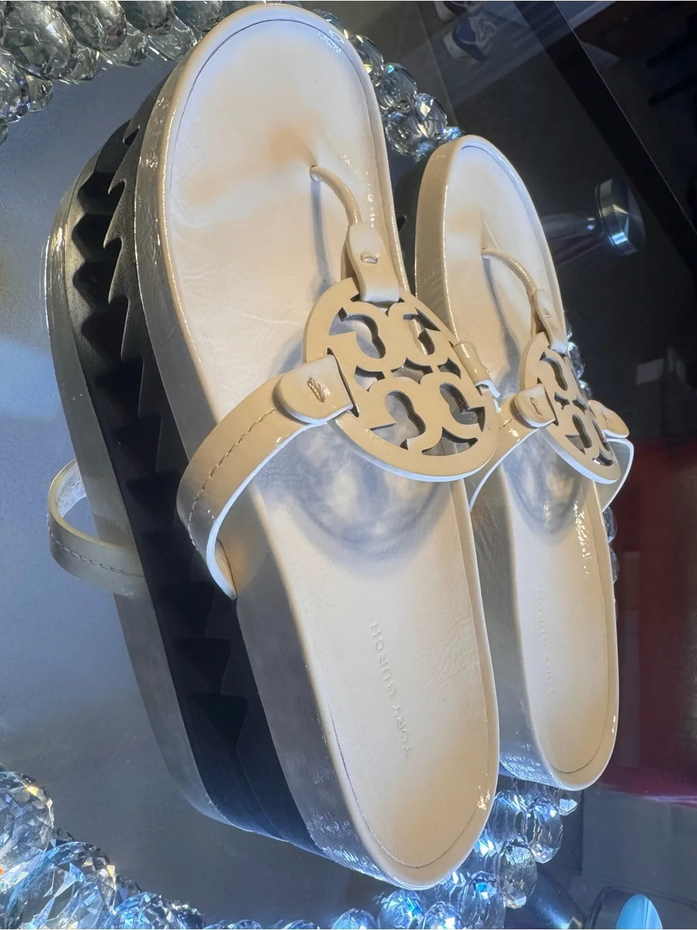 Tory Burch Miller Cloud Lug Sandal In Cream. Size 11